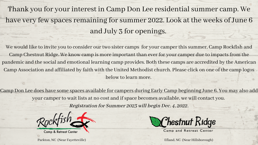 Sister Camps 2022 - Don Lee Camp and Retreat Center